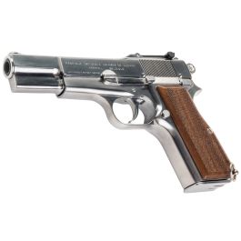 Marushin Browning Hi-Power Military Model Gun - Silver with Wood