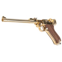 Marushin Luger P08 8 inch LangeLauf Checker Wood Grip Model Gun