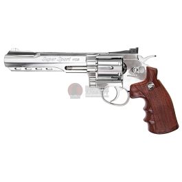 WinGun Airsoft Revolver CO2 702 (6 inch, Brown Grip, 6mm Version) - Silver  | RedWolf