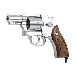 WinGun Airsoft Revolver CO2 733 (2 inch, Brown Grip, 6mm Version) - Silver  | RedWolf