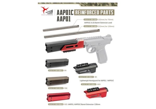 Action Army AAP01 / AAP01C GBB Lightweight Handguard Rail - Red
