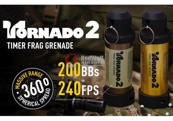 Airsoft innovations Tornado 2 Timer Frag Grenade - FDE | RedWolf