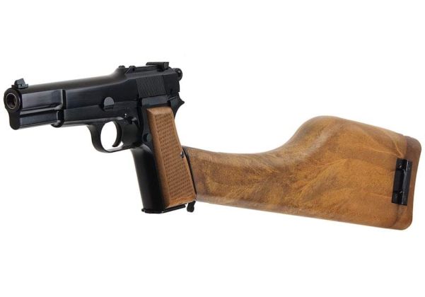 WE New Browning Hi Power MK1 w/ Stock GBB Airsoft Pistol - Black | RedWolf