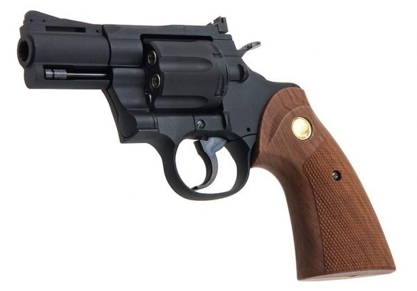 WinGun Airsoft Revolver CO2 703 (8 inch, Brown Grip, 6mm Version) - Black