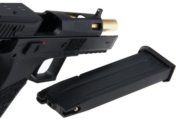 KJ Works P-09 Green Gas Airsoft Pistol (Optics Ready) - Black | RedWolf