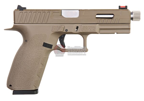 KJ Works KP-13F Full Auto Metal Slide CO2 GBB Airsoft Pistol - TAN