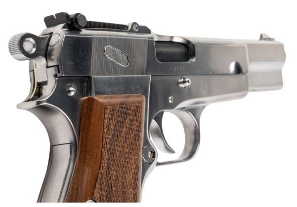 Marushin Browning Hi-Power Military Model Gun - Silver with Wood