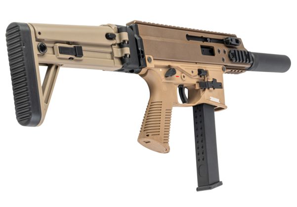 Maruyama SCW-9 Pro G GBB Airsoft SMG with MBT Stock - Tan Deluxe