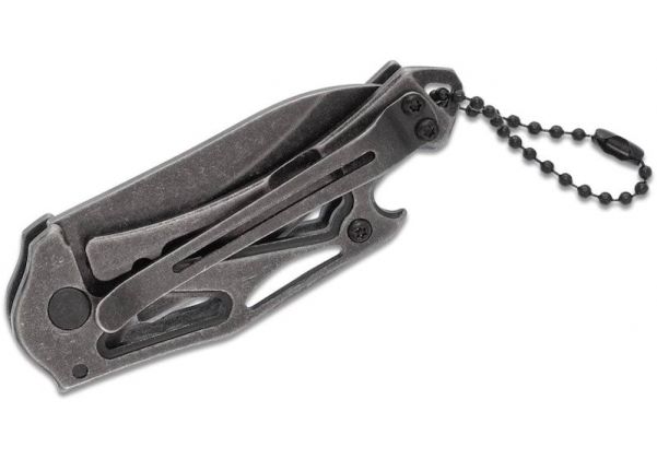 Smith & Wesson® 1100064 Stonewash Drop Point Frame Lock Folding Knife  Keychain