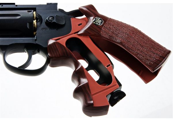 WinGun Airsoft Revolver CO2 701 (4 inch, Brown Grip, 6mm Version) - Black