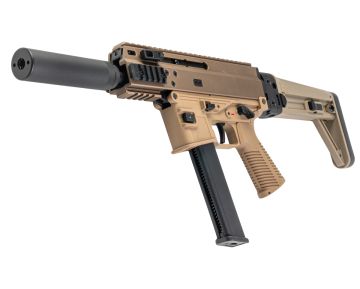 Maruyama SCW-9 Pro G GBB Airsoft SMG with MBT Stock - Tan Deluxe Edition
