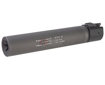 ASG ROTEX - III Barrel Extension Tube and Flash Hider - 225mm Length 14mm CCW Grey (Licensed by B&T)