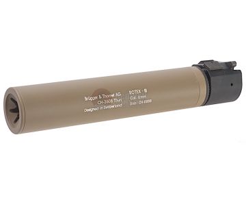 ASG ROTEX - III Barrel Extension Tube and Flash Hider - 225mm Length 14mm CCW Tan (Licensed by B&T)