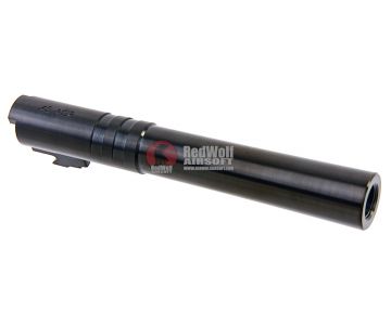 COWCOW Technology OB1 Stainless Steel Threaded Outer Barrel for Tokyo Marui Hi-Capa 5.1 GBB Series (.45 marking) - Black