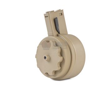 G&P 1500rds Attack Type Auto Winding Drum Magazine for Tokyo Marui M16 Series (FDE)