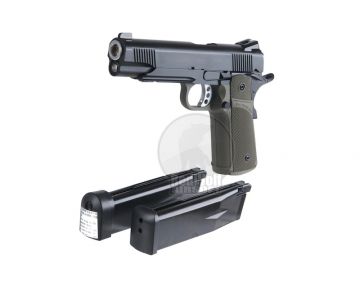 KJ Works Hi Capa Green Gas Airsoft Pistol (KP-05) (Included Green Gas & CO2 Magazine) - OD Grip