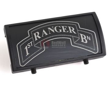 Custom Gun Rails (CGR) Aluminum Rail Cover (1ST Ranger Battalion Scroll, Large Laser Engraved Aluminum) - BK Retainer