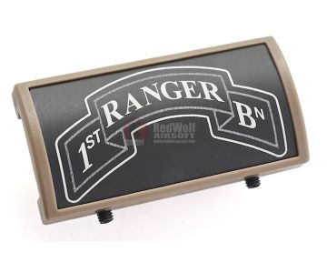 Custom Gun Rails (CGR) Aluminum Rail Cover (1ST Ranger Battalion Scroll, Large Laser Engraved Aluminum) - FDE Retainer